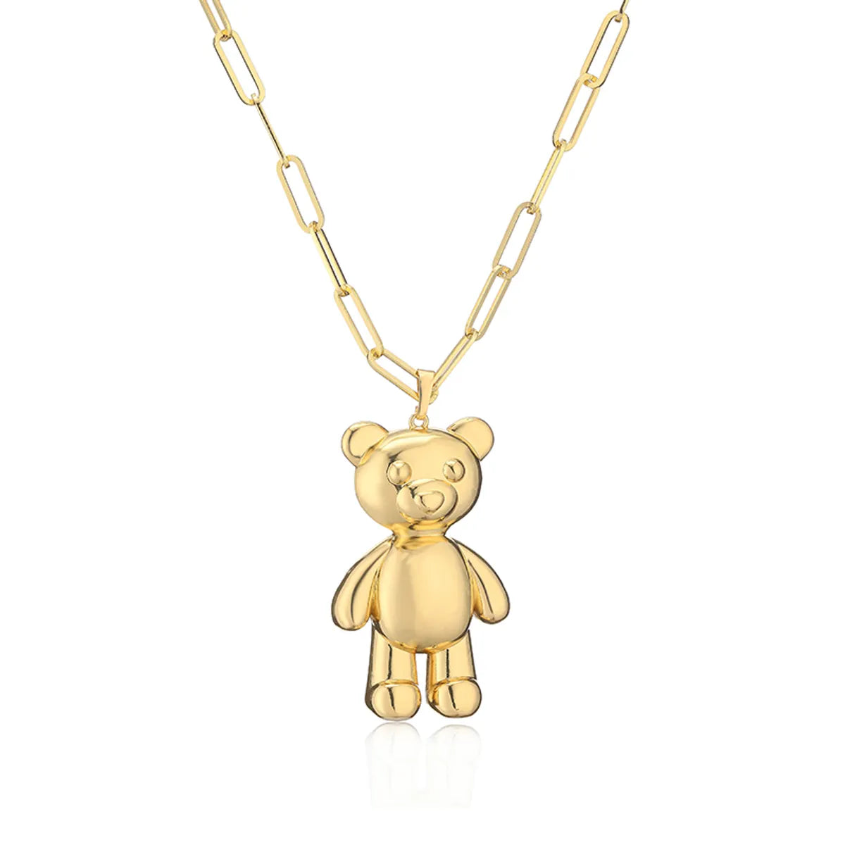 Cute Little Bear Copper Plating Hollow Out 18k Gold Plated Pendant Necklace