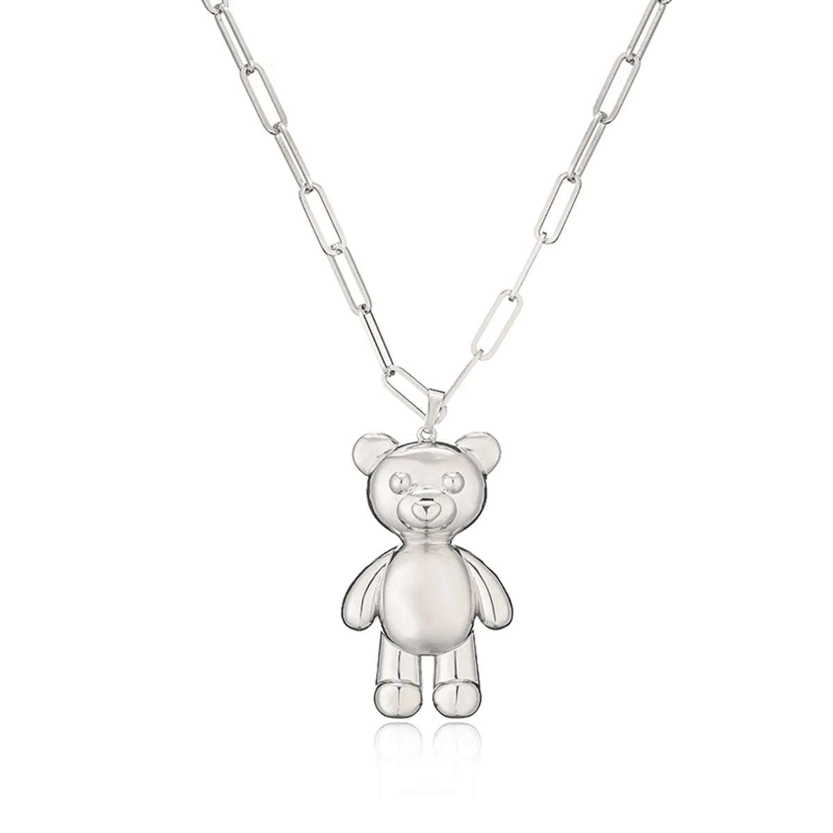 Cute Little Bear Copper Plating Hollow Out 18k Gold Plated Pendant Necklace