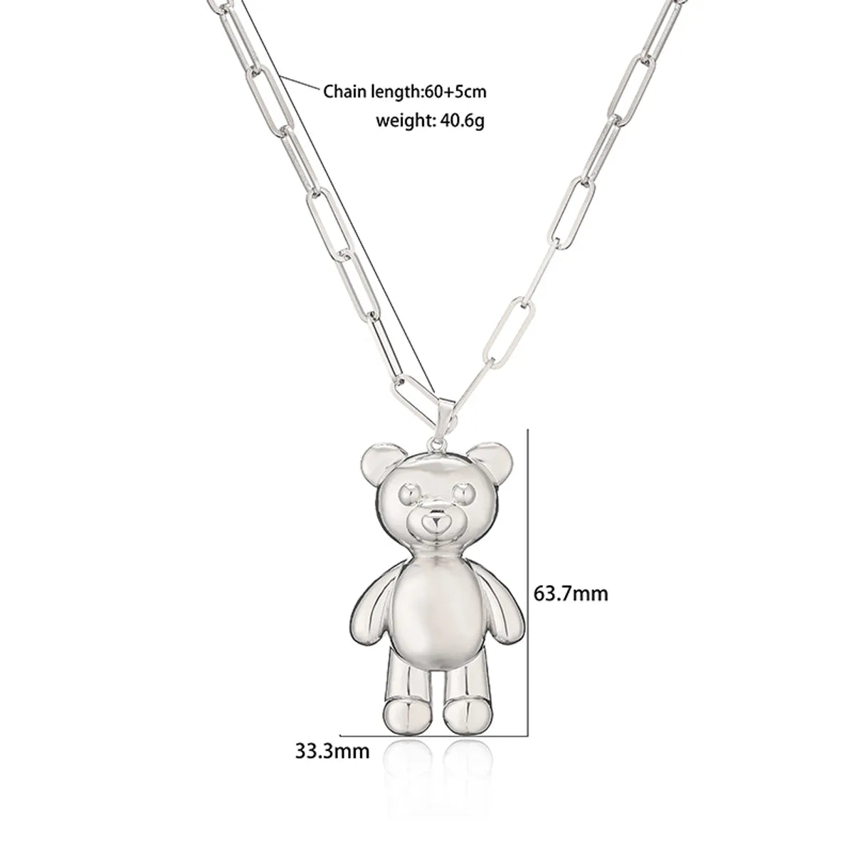 Cute Little Bear Copper Plating Hollow Out 18k Gold Plated Pendant Necklace