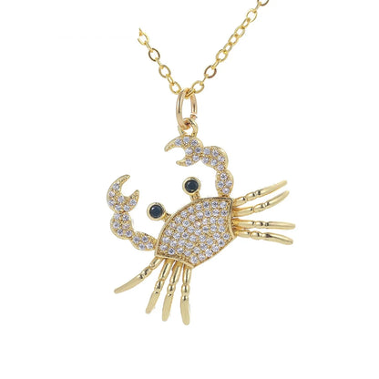 Cute Little Crab Pendant Copper Necklace