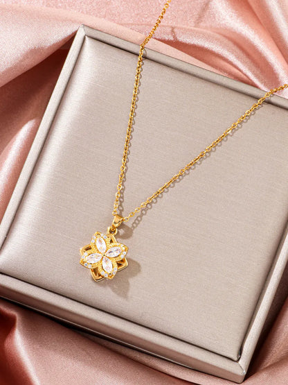 Cute Luxurious Romantic Four Leaf Clover Zircon Alloy Wholesale Pendant Necklace