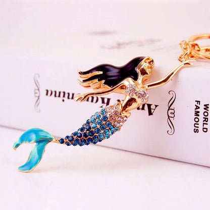 Cute Mermaid Zinc Alloy Plating Inlay Rhinestones Unisex Bag Pendant Keychain