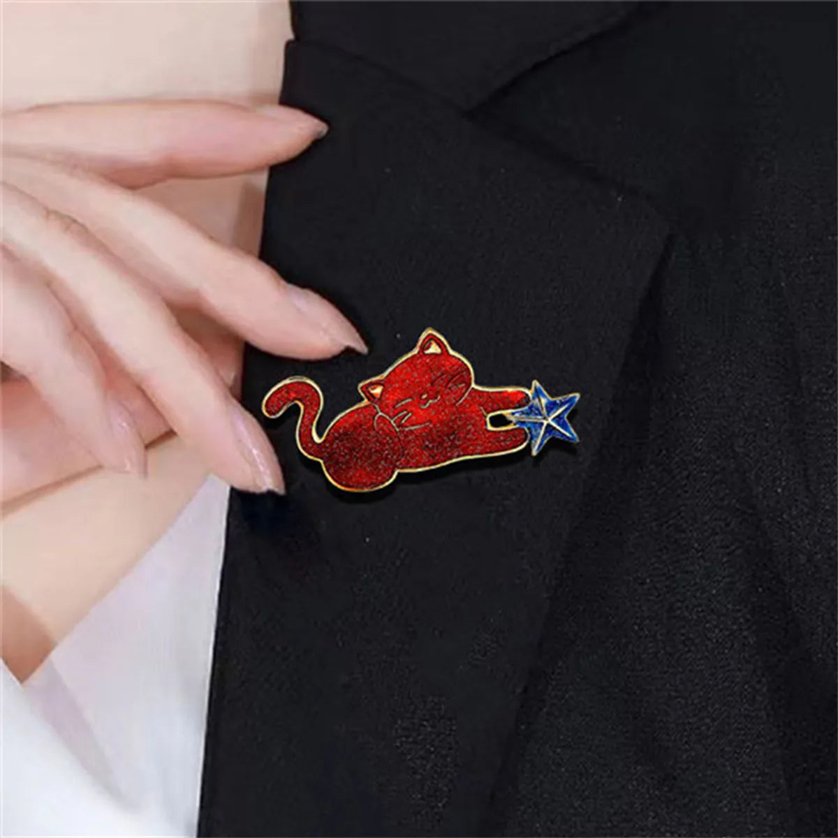 Cute Modern Style Animal Cat Alloy Stamping Stoving Varnish Plating Unisex Corsage Brooches Collar Pin