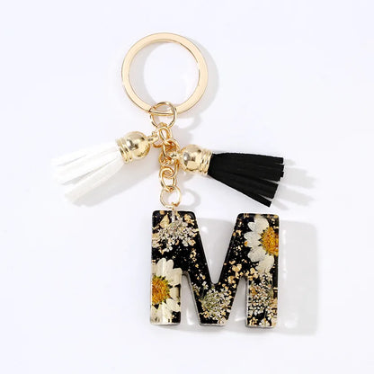 Cute Modern Style Letter Bee Daisy Alloy Resin Epoxy Bag Pendant Keychain