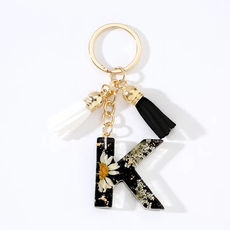 Cute Modern Style Letter Bee Daisy Alloy Resin Epoxy Bag Pendant Keychain