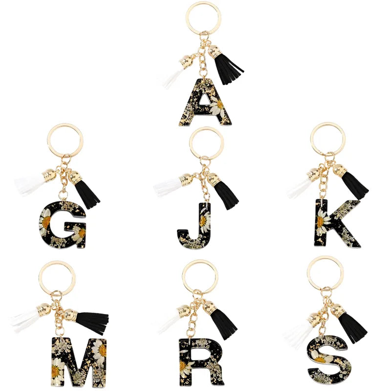 Cute Modern Style Letter Bee Daisy Alloy Resin Epoxy Bag Pendant Keychain