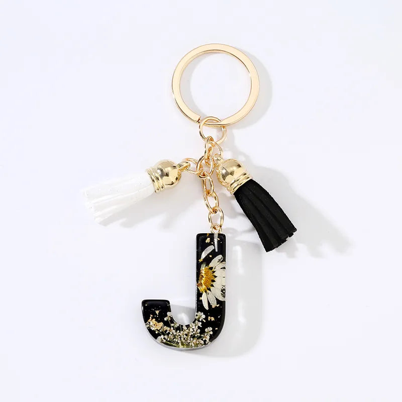 Cute Modern Style Letter Bee Daisy Alloy Resin Epoxy Bag Pendant Keychain