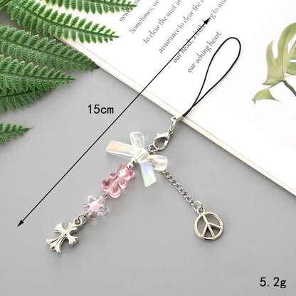 Cute Modern Style Sweet Star Heart Shape Bow Knot Alloy Bag Pendant Mobile Phone Chain Keychain