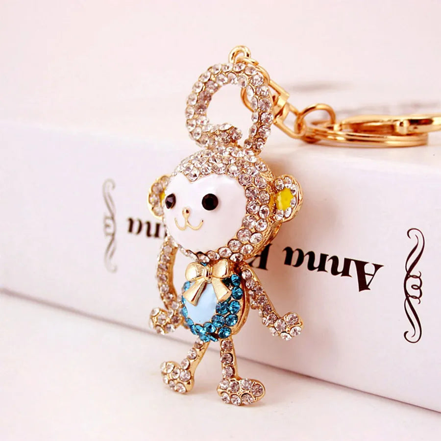 Cute Monkey Zinc Alloy Plating Inlay Rhinestones Women'S Bag Pendant Keychain