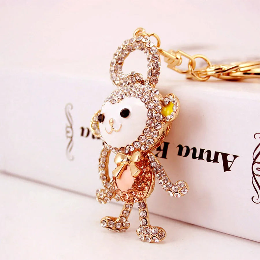 Cute Monkey Zinc Alloy Plating Inlay Rhinestones Women'S Bag Pendant Keychain