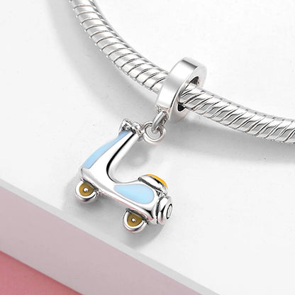 Cute Motorcycle Sterling Silver Inlay Zircon Pendants Jewelry Accessories