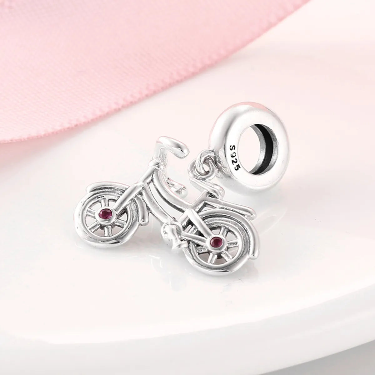 Cute Motorcycle Sterling Silver Inlay Zircon Pendants Jewelry Accessories