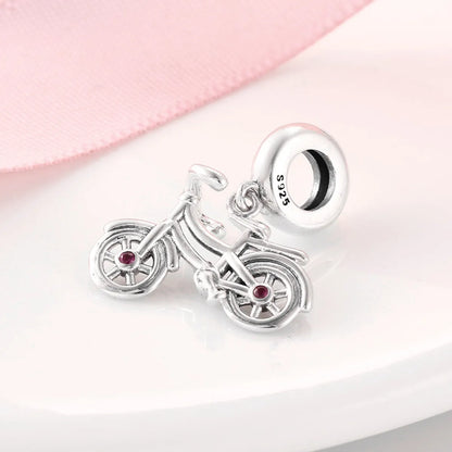 Cute Motorcycle Sterling Silver Inlay Zircon Pendants Jewelry Accessories