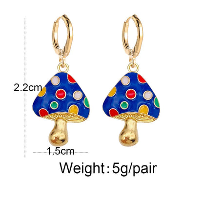 Cute Mushroom Metal Enamel Women's Drop Earrings