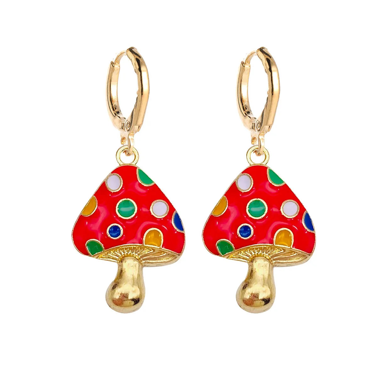 Cute Mushroom Metal Enamel Women's Drop Earrings