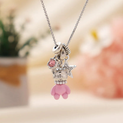 Cute Novelty Sweet Animal Star Heart Shape Rhinestones Alloy Titanium Steel Wholesale Pendant Necklace