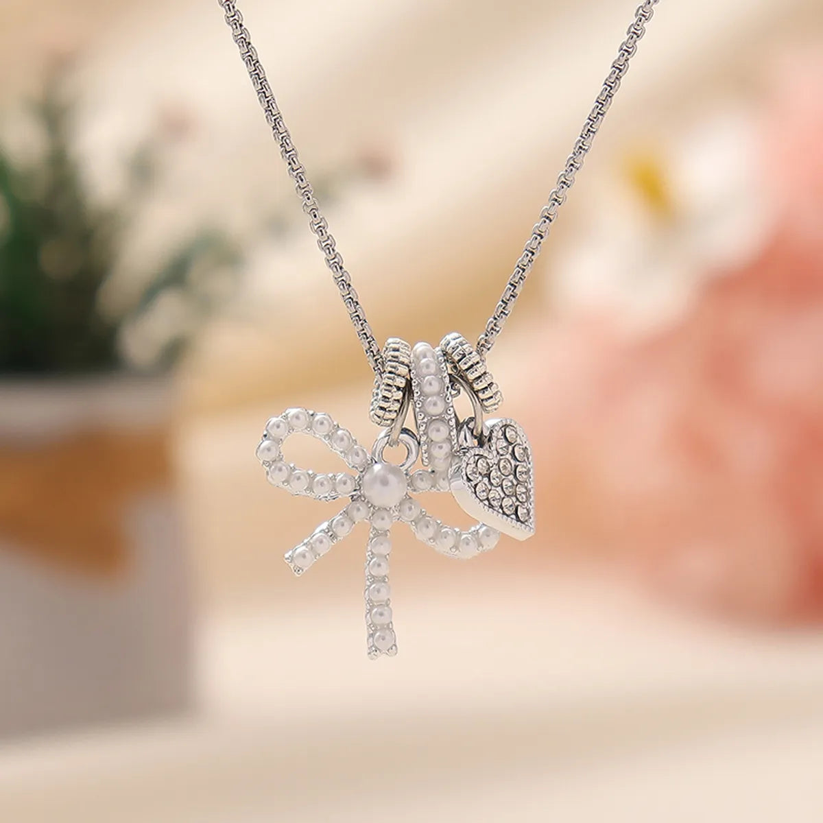 Cute Novelty Sweet Animal Star Heart Shape Rhinestones Alloy Titanium Steel Wholesale Pendant Necklace