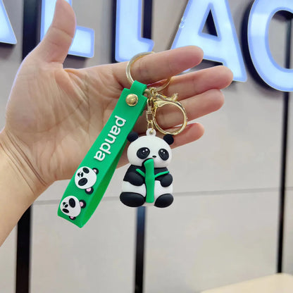 Cute Panda Pvc Metal Unisex Bag Pendant Keychain 1 Piece