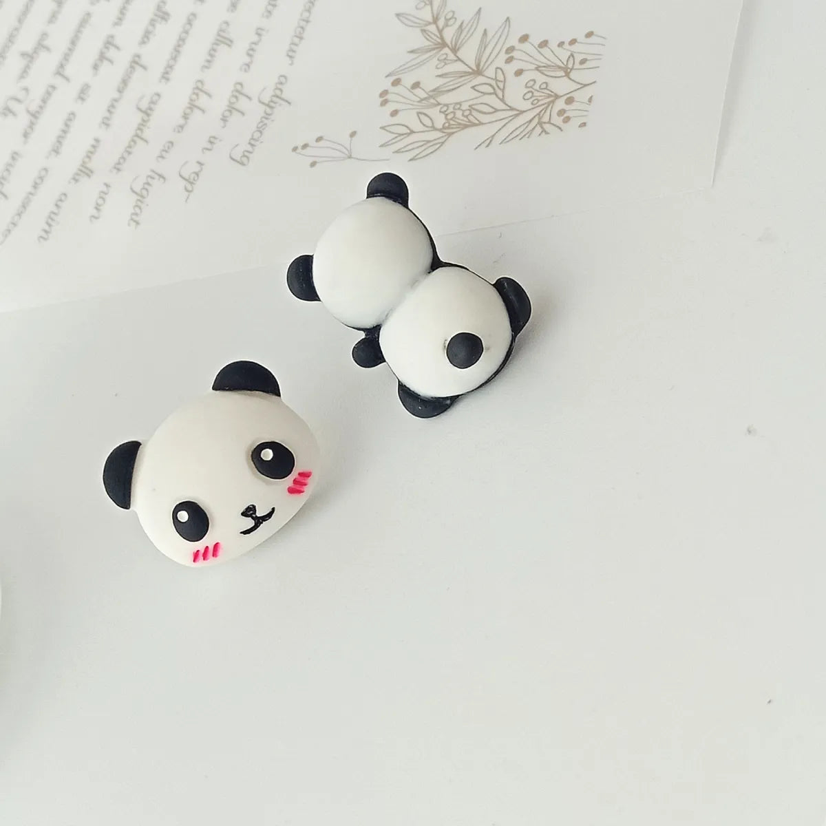 Cute Panda Synthetic Resin Ear Studs