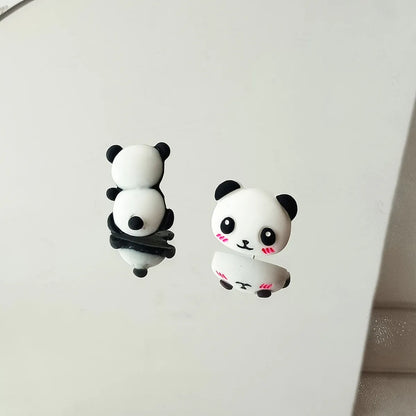 Cute Panda Synthetic Resin Ear Studs