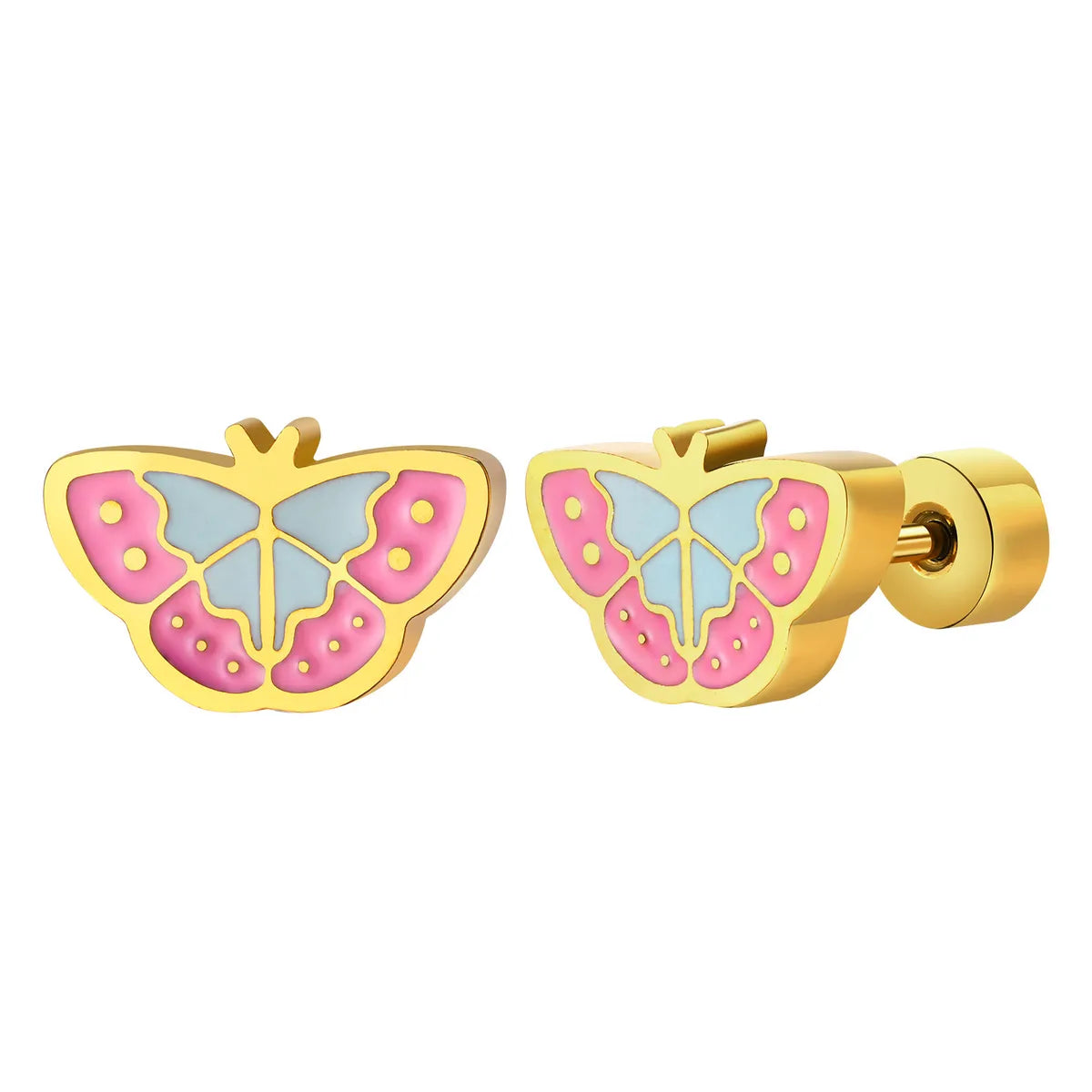 Cute Pastoral Butterfly 201 Stainless Steel Epoxy Girl'S Ear Studs