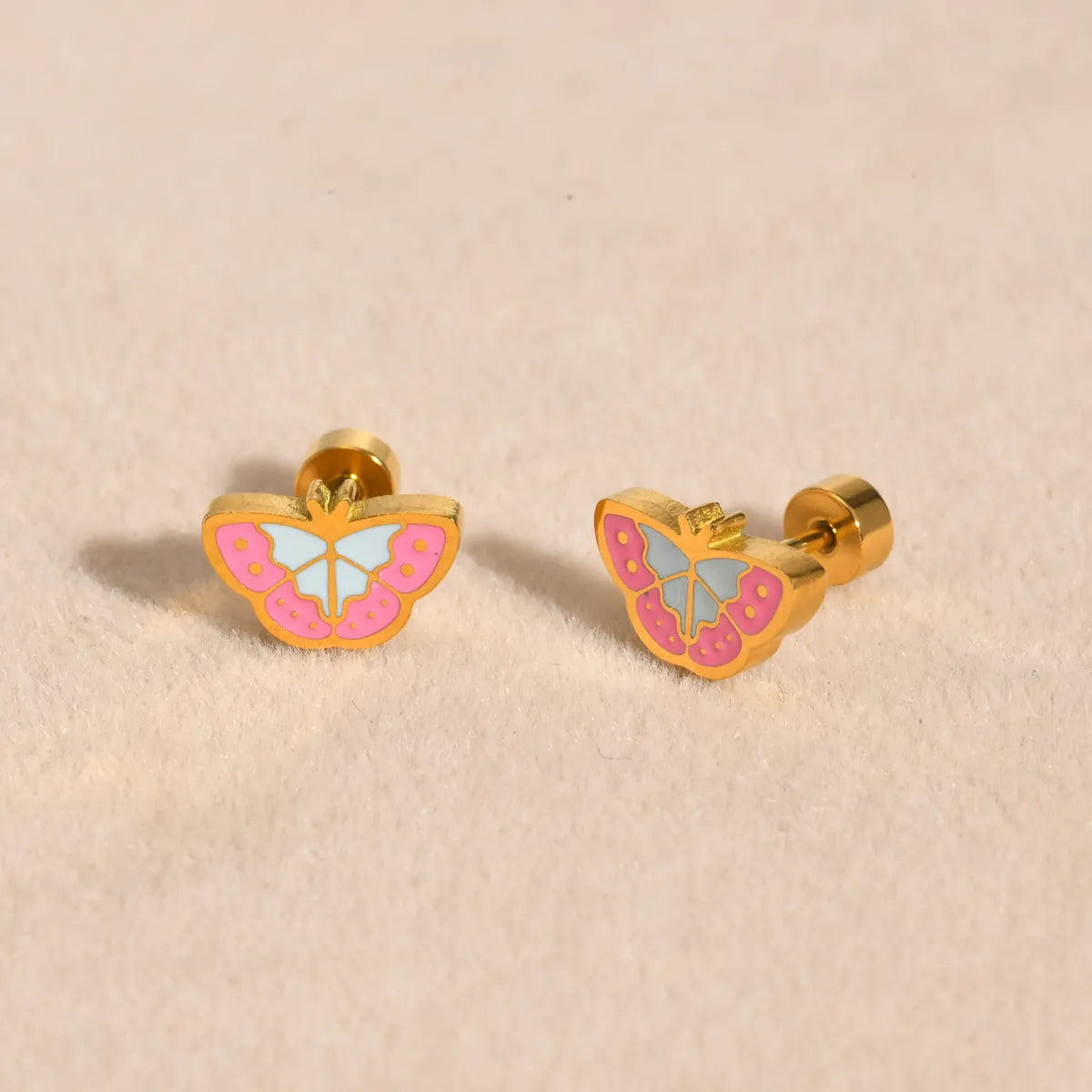 Cute Pastoral Butterfly 201 Stainless Steel Epoxy Girl'S Ear Studs