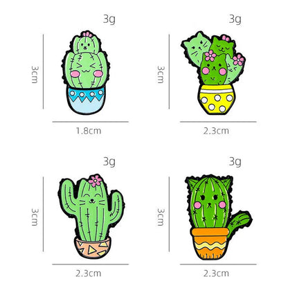 Cute Pastoral Cactus Cat Alloy Stamping Stoving Varnish Plating Unisex Brooches