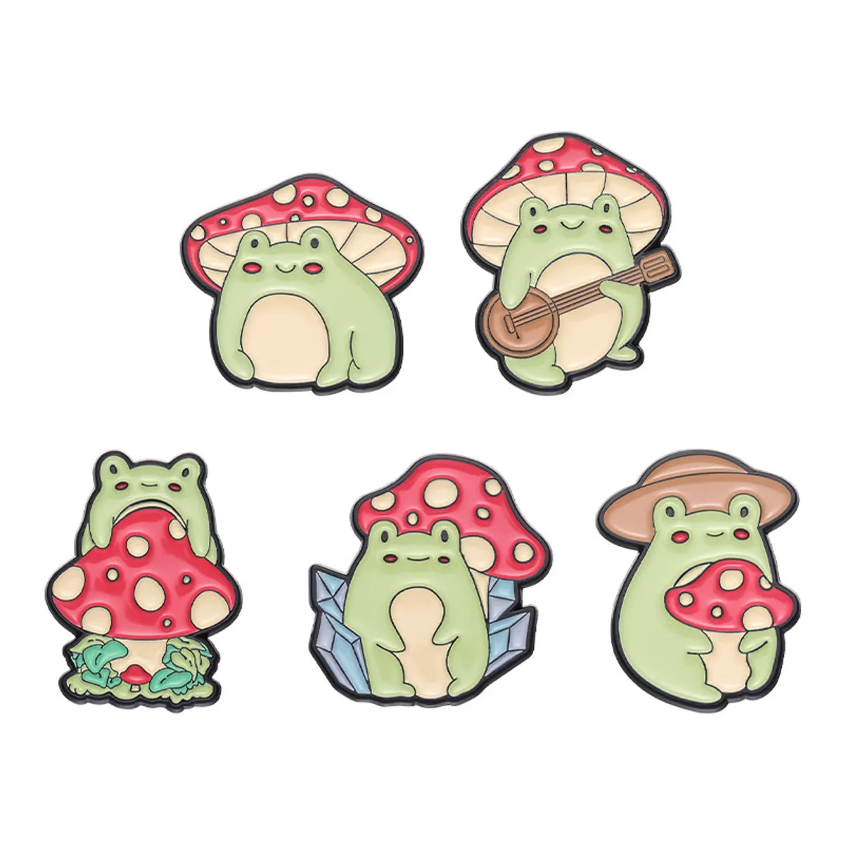 Cute Pastoral Cartoon Mushroom Frog Alloy Plating Unisex Brooches