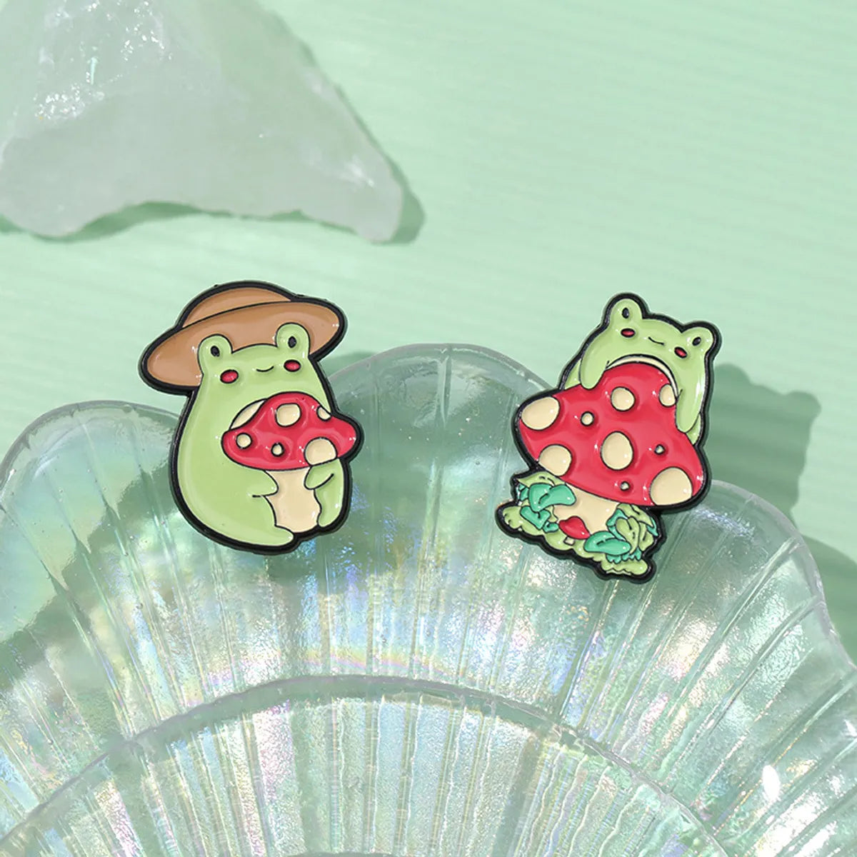 Cute Pastoral Cartoon Mushroom Frog Alloy Plating Unisex Brooches