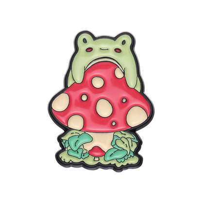 Cute Pastoral Cartoon Mushroom Frog Alloy Plating Unisex Brooches