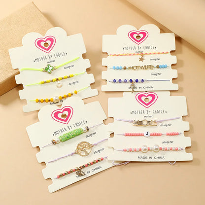 Cute Pastoral Letter Heart Shape Life Tree Braid Gold Plated Bracelets In Bulk