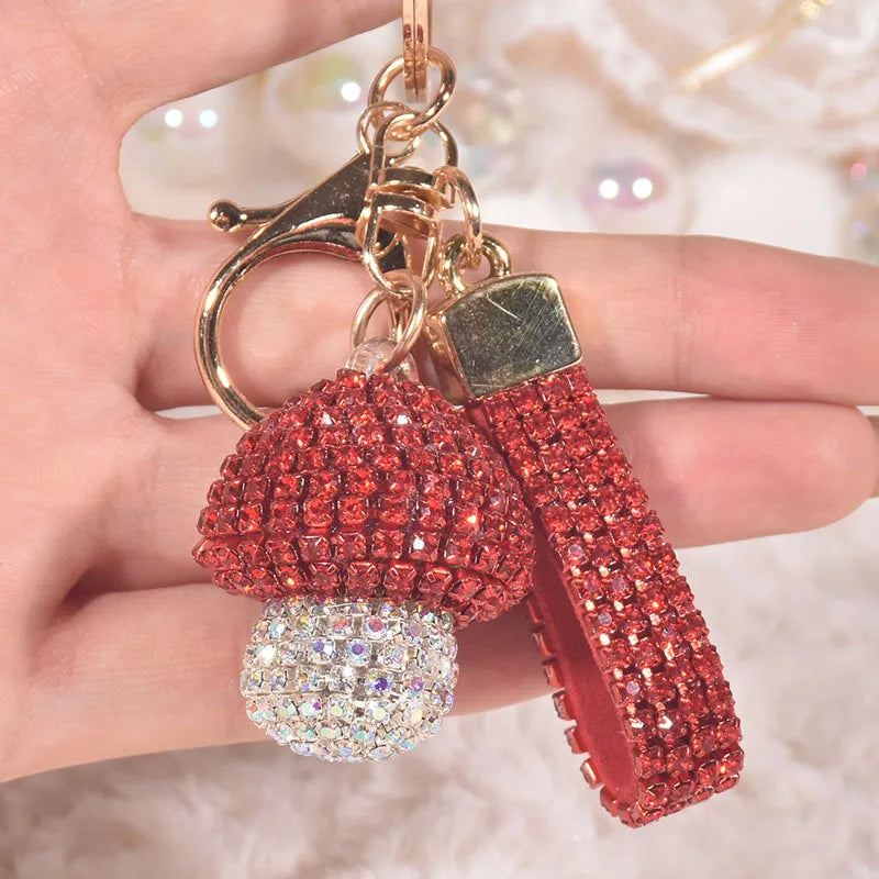 Cute Pastoral Mushroom Artificial Crystal Women'S Bag Pendant Keychain