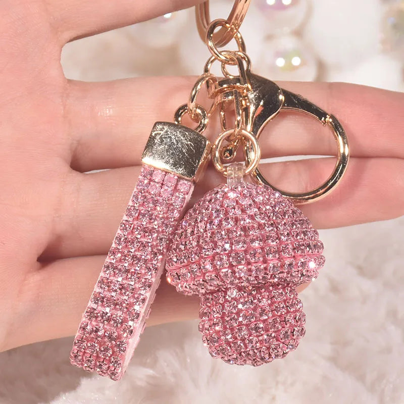 Cute Pastoral Mushroom Artificial Crystal Women'S Bag Pendant Keychain