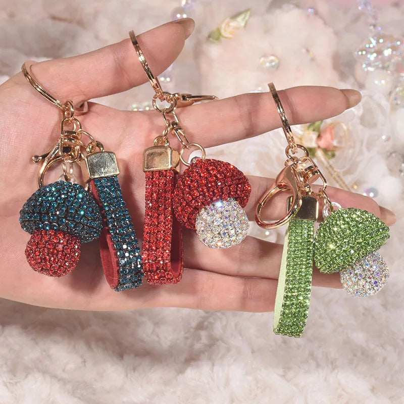 Cute Pastoral Mushroom Artificial Crystal Women'S Bag Pendant Keychain