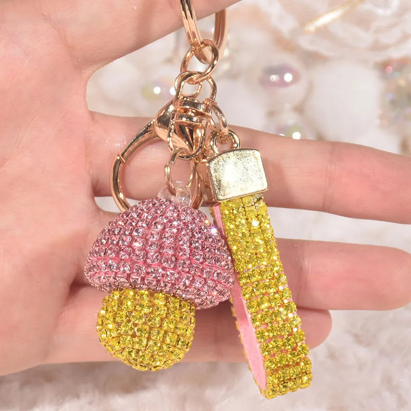 Cute Pastoral Mushroom Artificial Crystal Women'S Bag Pendant Keychain