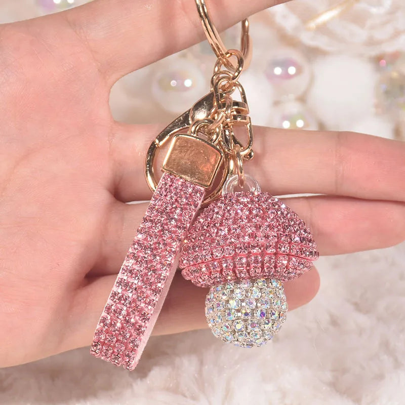 Cute Pastoral Mushroom Artificial Crystal Women'S Bag Pendant Keychain