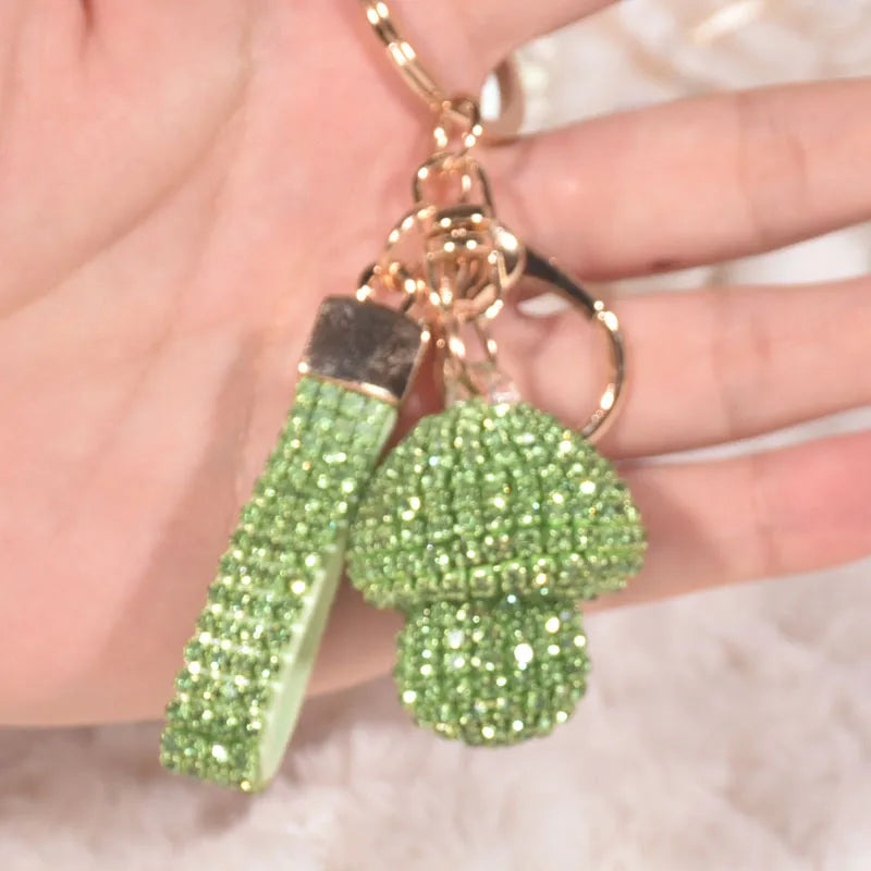 Cute Pastoral Mushroom Artificial Crystal Women'S Bag Pendant Keychain