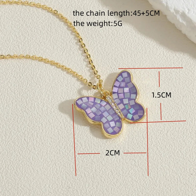 Cute Pastoral Simple Style Butterfly Copper Plating 14k Gold Plated Pendant Necklace