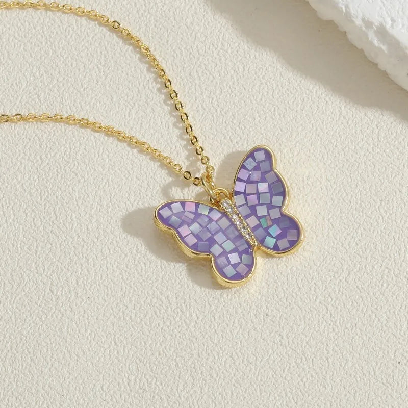 Cute Pastoral Simple Style Butterfly Copper Plating 14k Gold Plated Pendant Necklace