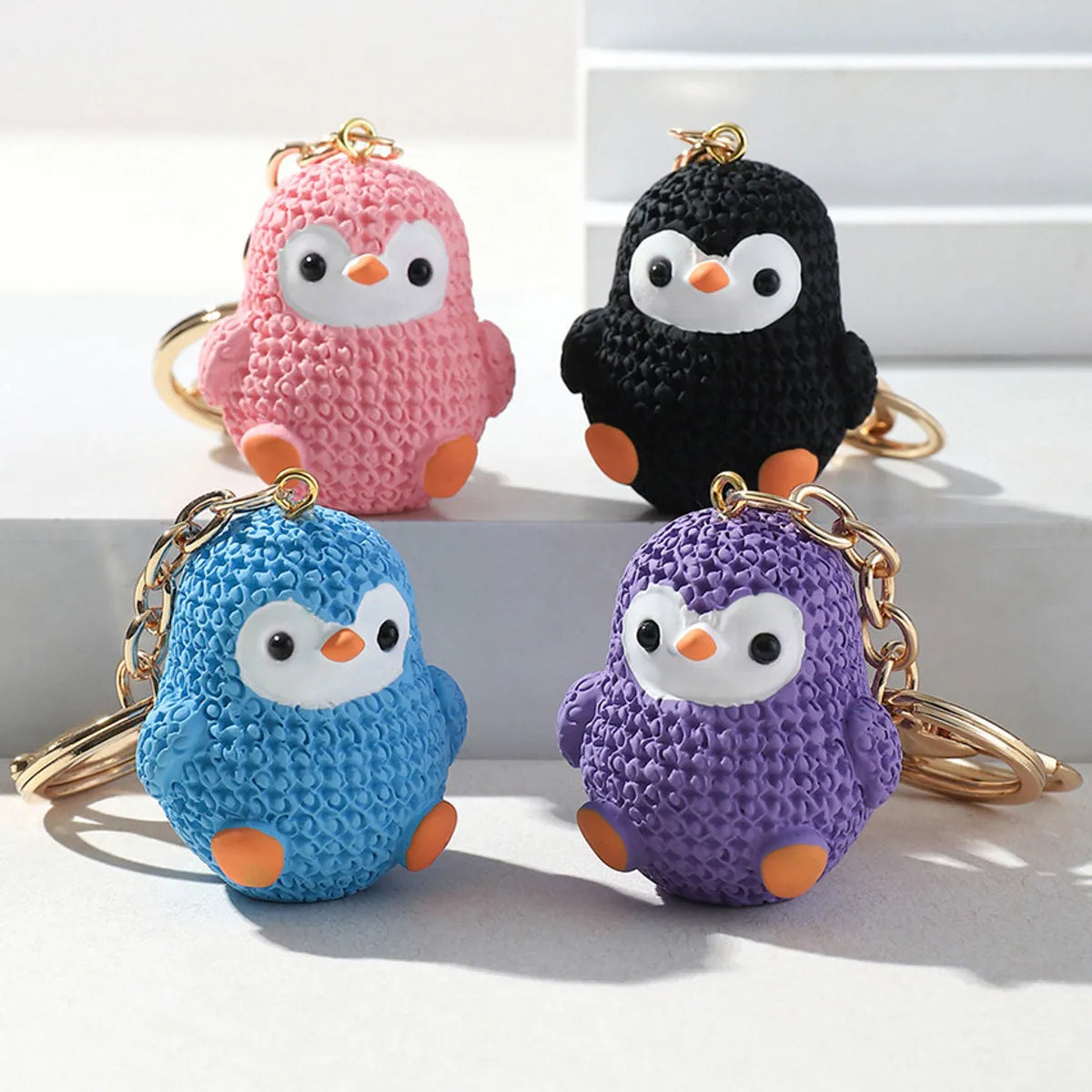 Cute Penguin Resin Women'S Bag Pendant Keychain