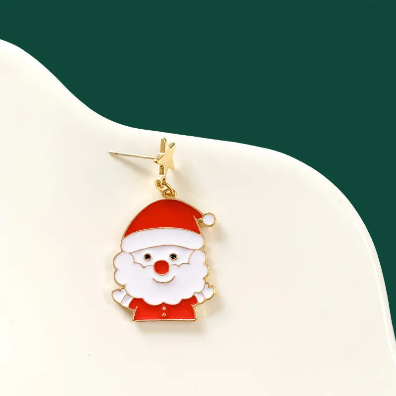 Cute Penguin Santa Claus Snowman Alloy Enamel Artificial Pearls Women'S Drop Earrings