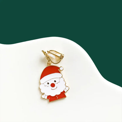 Cute Penguin Santa Claus Snowman Alloy Enamel Artificial Pearls Women'S Drop Earrings