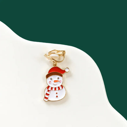 Cute Penguin Santa Claus Snowman Alloy Enamel Artificial Pearls Women'S Drop Earrings