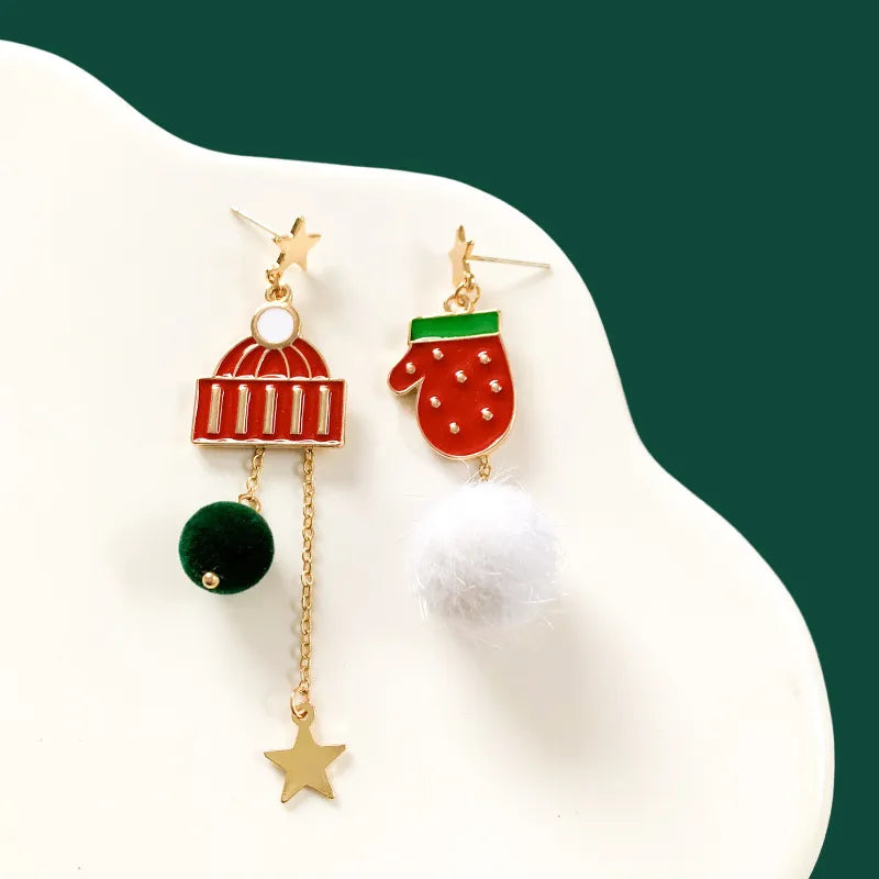 Cute Penguin Santa Claus Snowman Alloy Enamel Artificial Pearls Women'S Drop Earrings