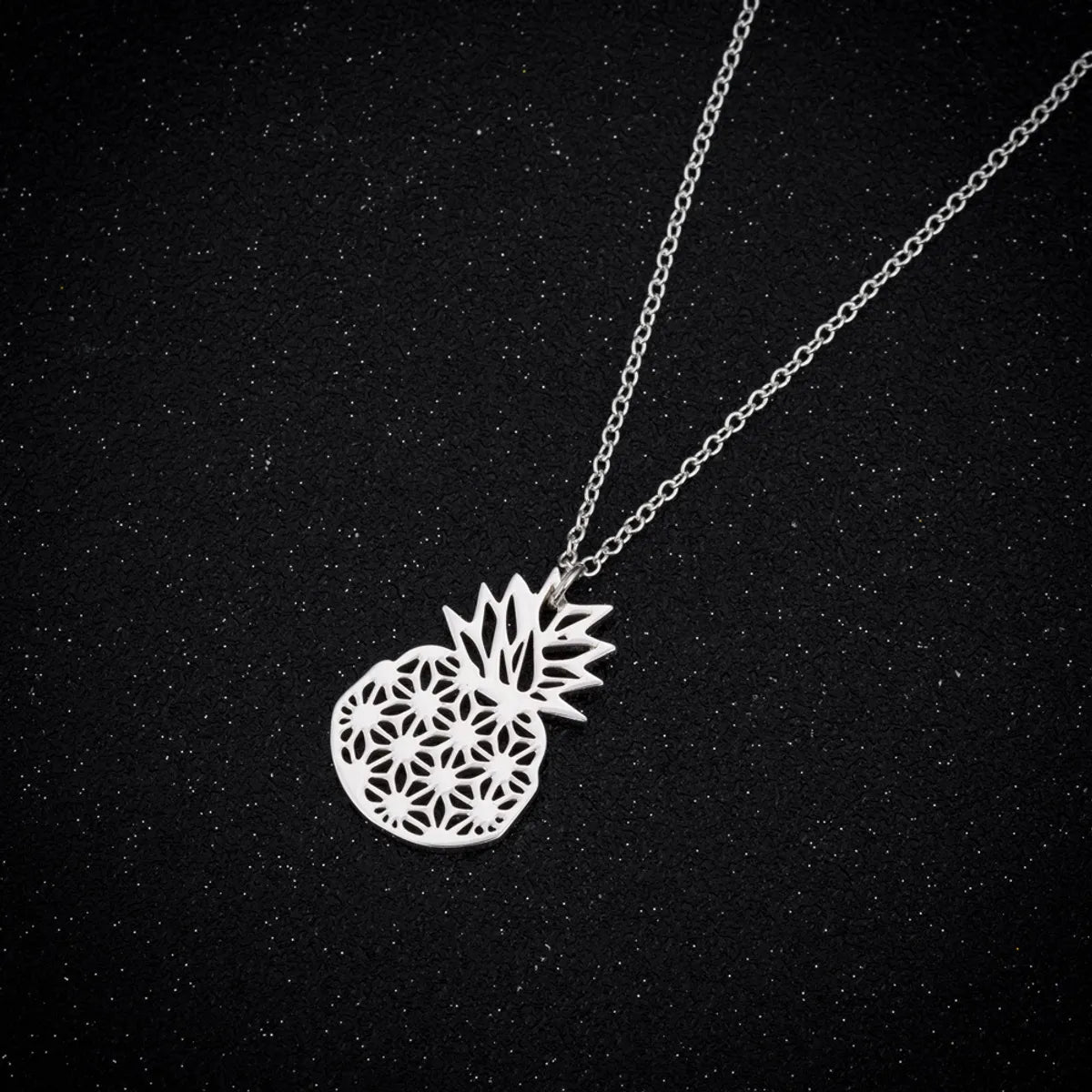 Cute Pineapple Stainless Steel Titanium Steel Plating Hollow Out Pendant Necklace 1 Piece