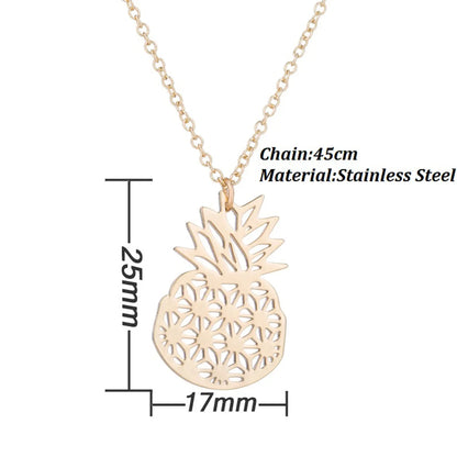 Cute Pineapple Stainless Steel Titanium Steel Plating Hollow Out Pendant Necklace 1 Piece