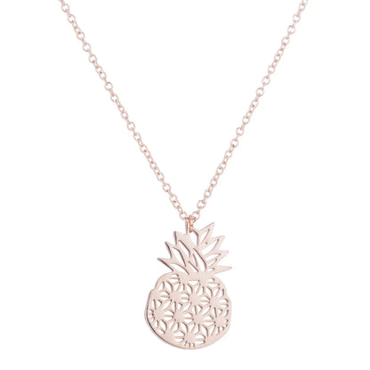 Cute Pineapple Stainless Steel Titanium Steel Plating Hollow Out Pendant Necklace 1 Piece