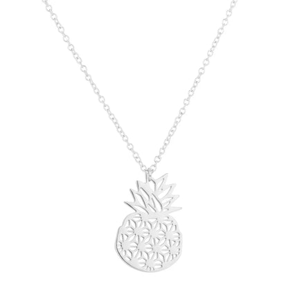 Cute Pineapple Stainless Steel Titanium Steel Plating Hollow Out Pendant Necklace 1 Piece