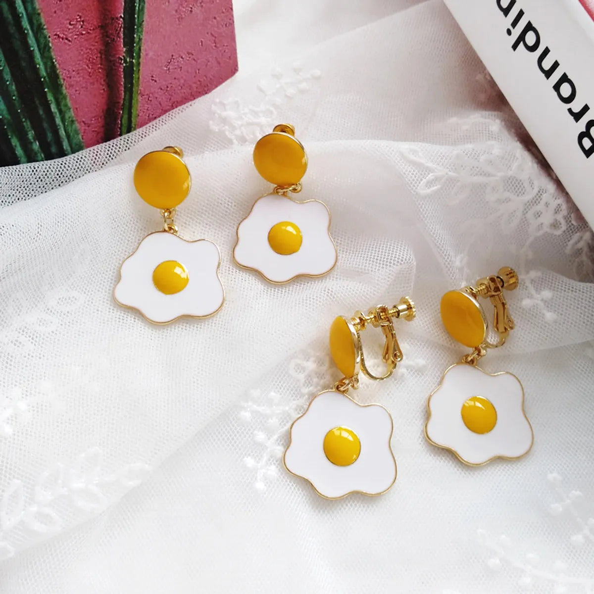 Cute Poached Egg Alloy Plating Women'S Drop Earrings