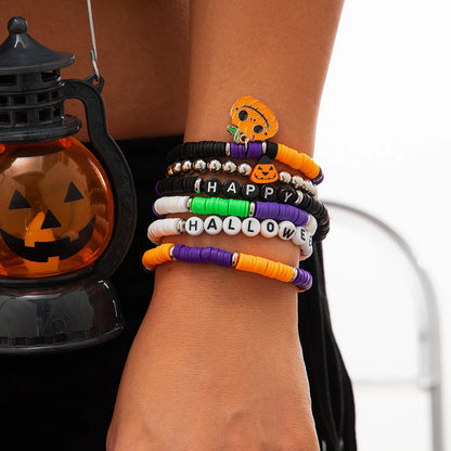 Cute Pumpkin Letter CCB Arylic Soft Clay Wholesale Bracelets